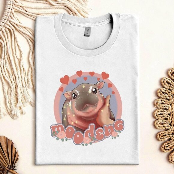 Gildan Other - Retro Moo Deng T-Shirt, The Cute Baby Hippo Shirt